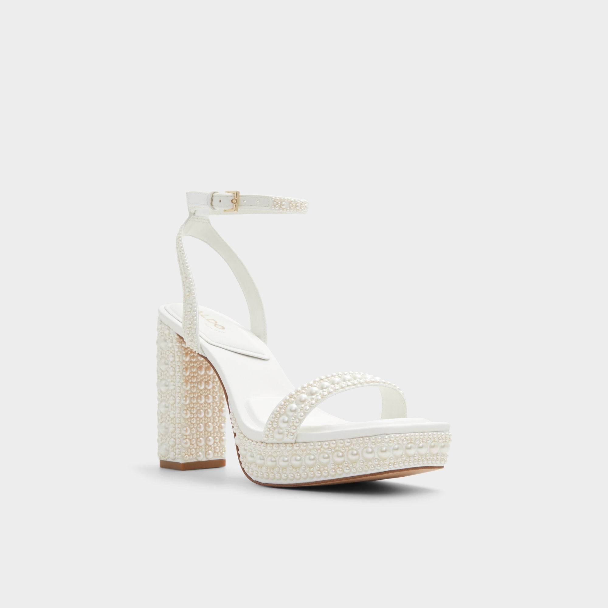 Lulu White Women's Strappy sandals - Strappy heeled sandal, Block heel