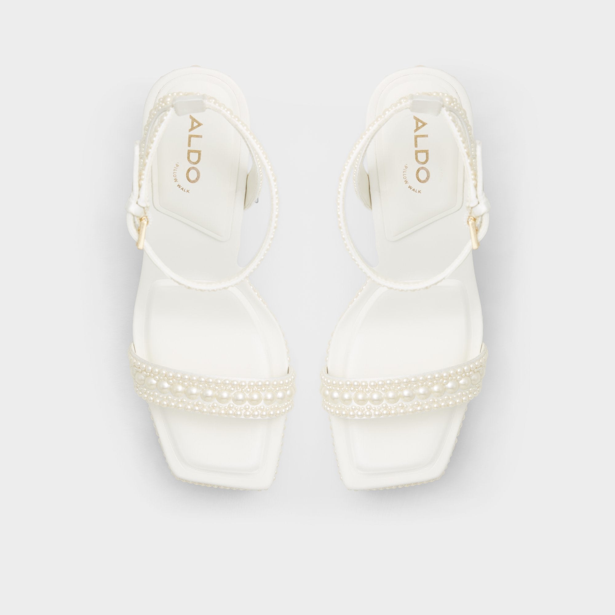 Lulu White Women's Strappy sandals - Strappy heeled sandal, Block heel