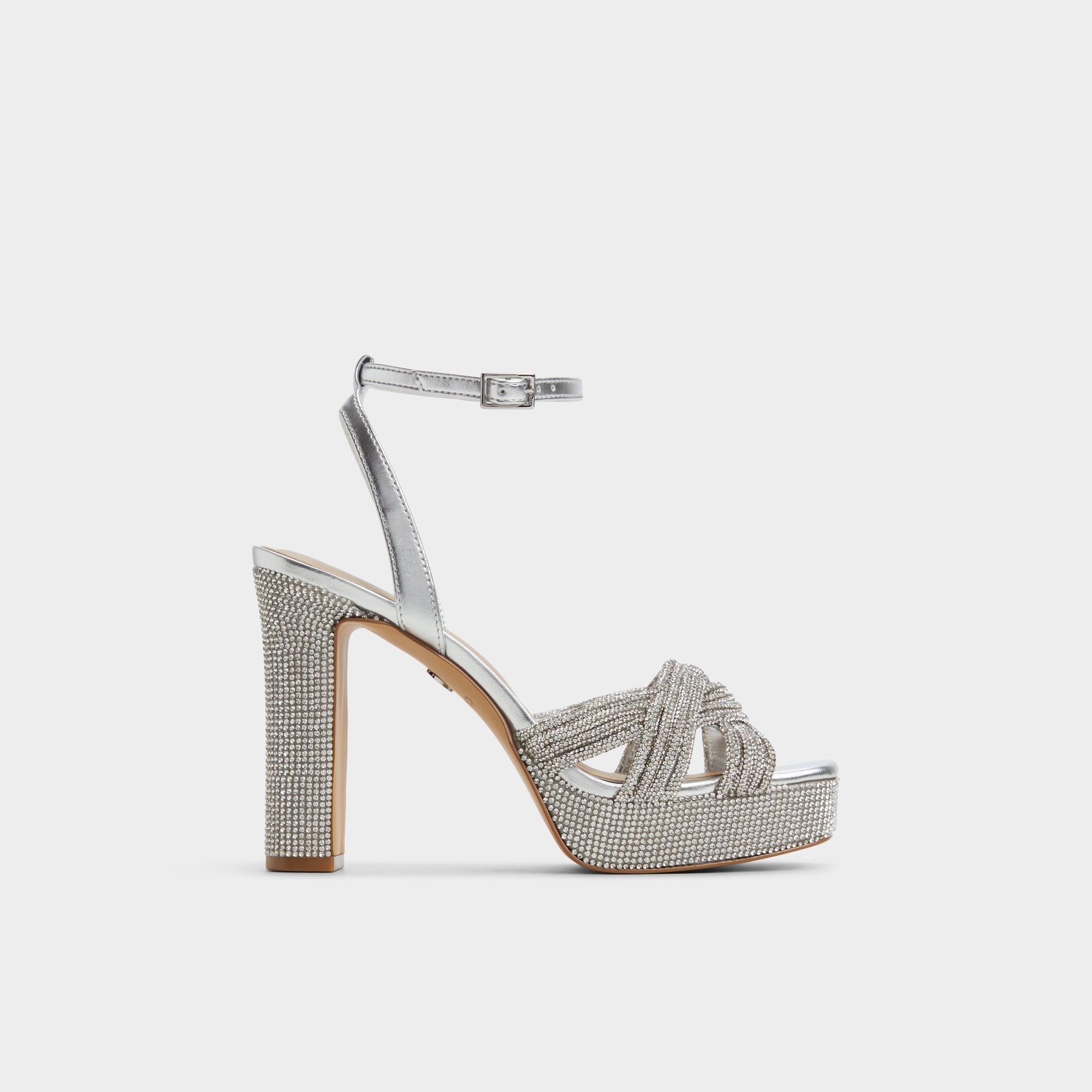 Shimma Silver Women's Iridescent metallics - Strappy heeled sandal, Platform