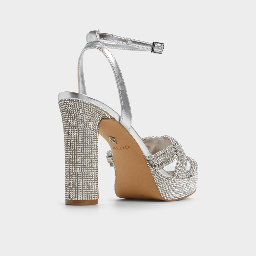 Shimma Silver Women's Iridescent metallics - Strappy heeled sandal, Platform