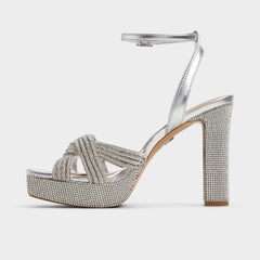 Shimma Silver Women's Iridescent metallics - Strappy heeled sandal, Platform