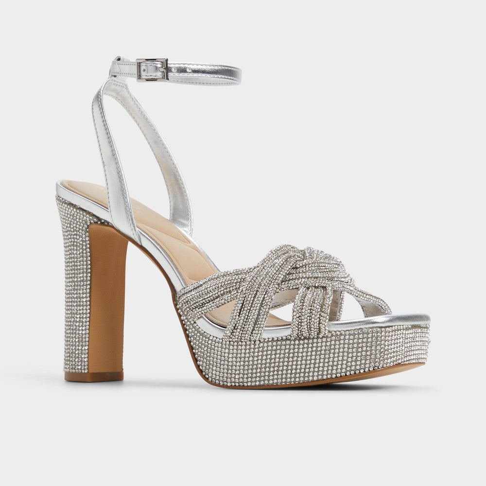 Shimma Silver Women's Iridescent metallics - Strappy heeled sandal, Platform