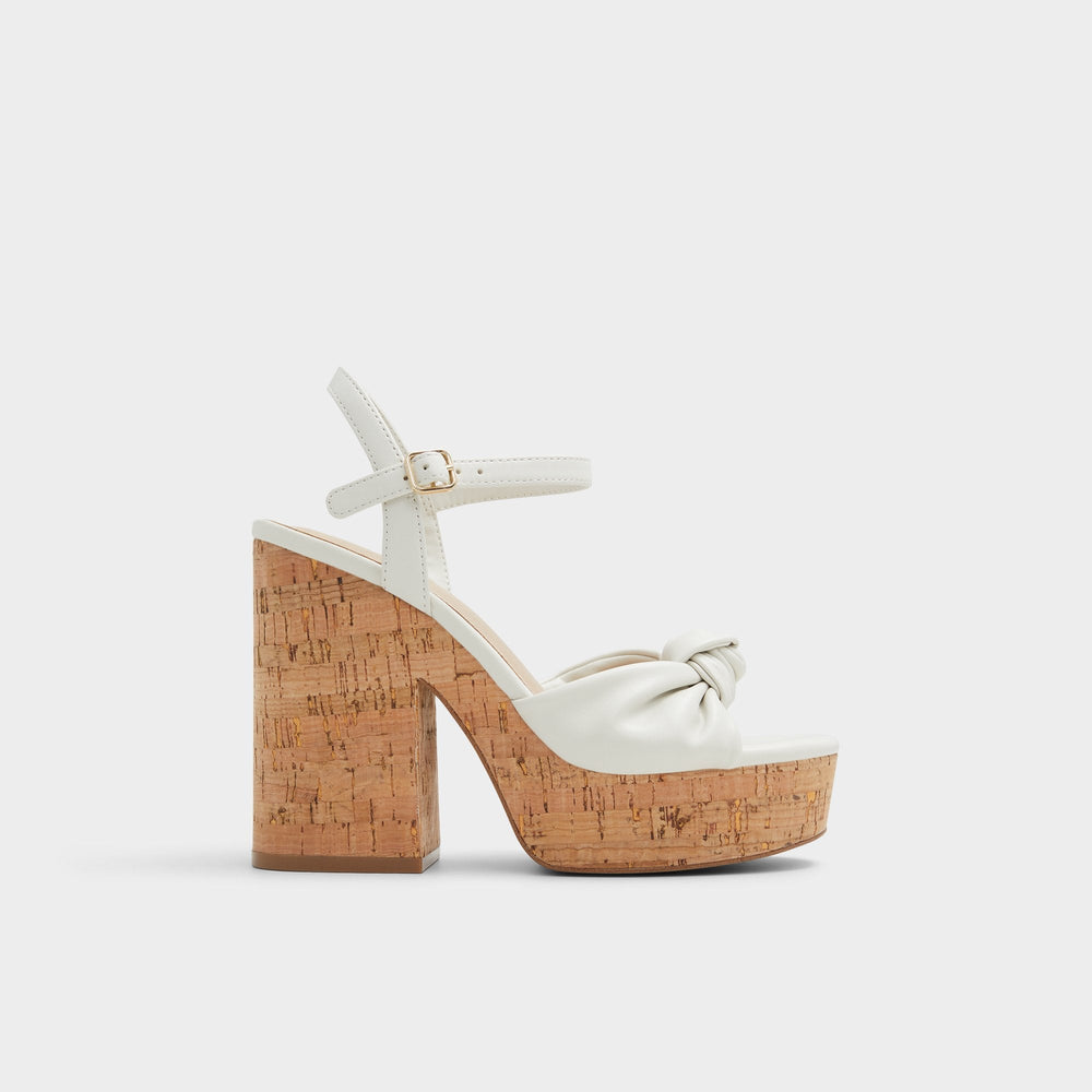 Ulialdan White/Bone Women's Platform sandals - Strappy heeled sandal, Platform
