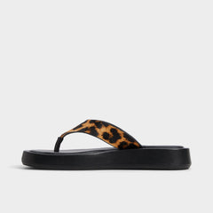 Grettle Brown Multi Women's Flats - Flip flop, Platform