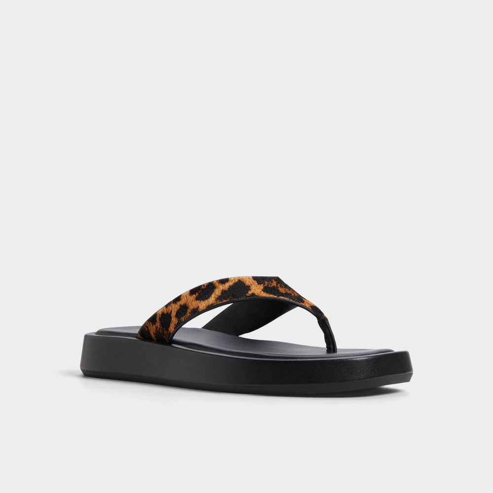 Grettle Brown Multi Women's Flats - Flip flop, Platform
