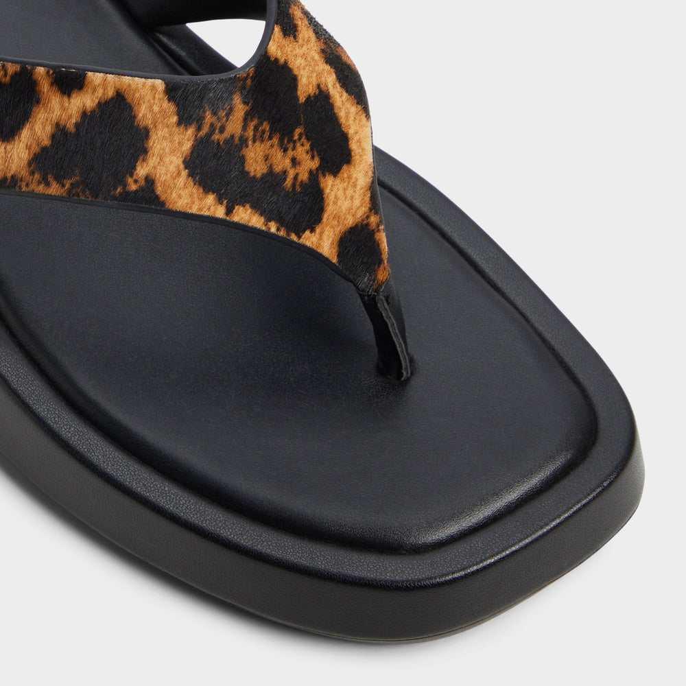 Grettle Brown Multi Women's Flats - Flip flop, Platform