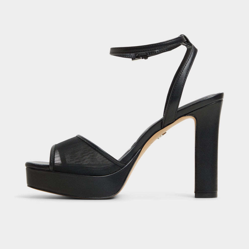 Chicglimmer Black Women's Platform sandals - Strappy heeled sandal, Block heel