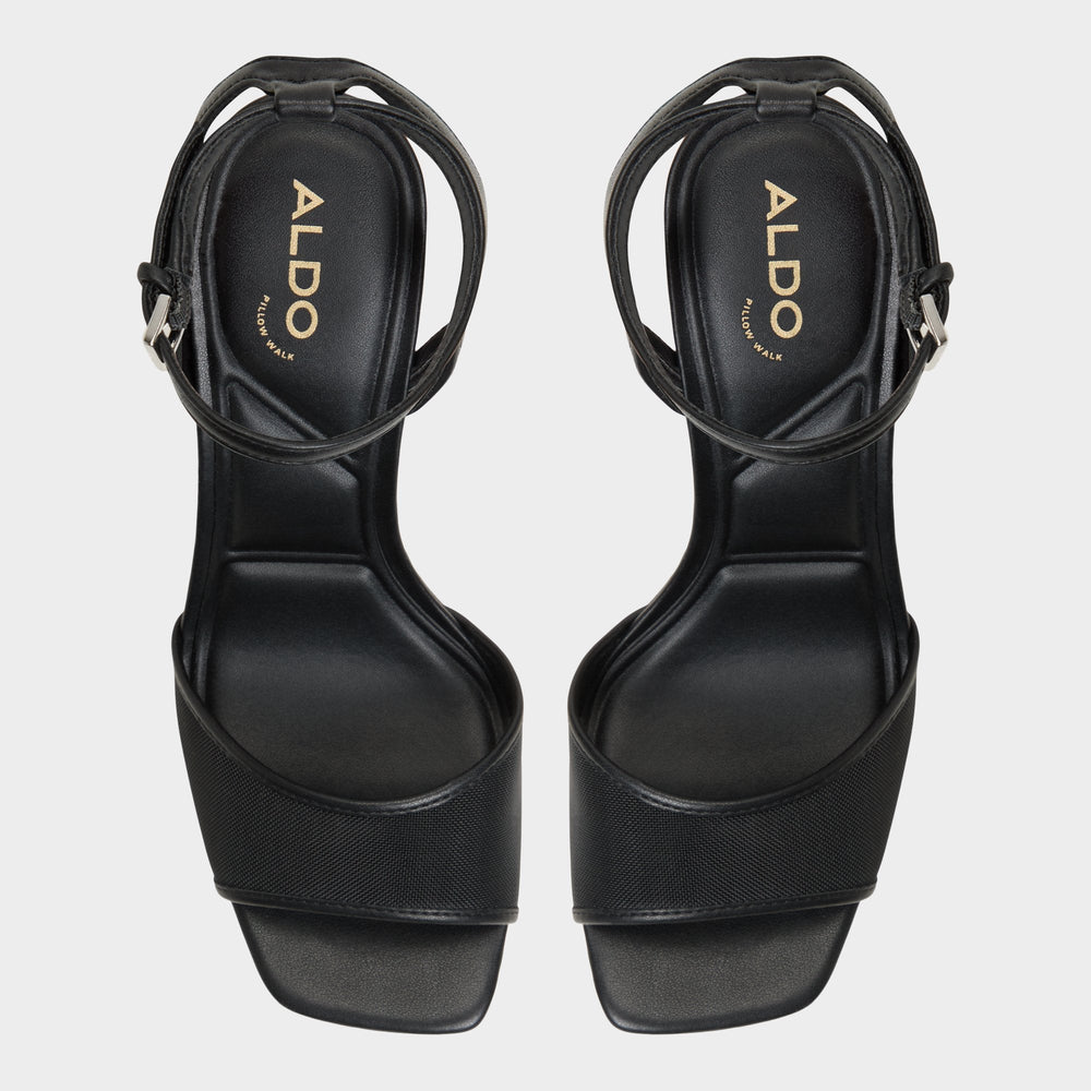 Chicglimmer Black Women's Platform sandals - Strappy heeled sandal, Block heel