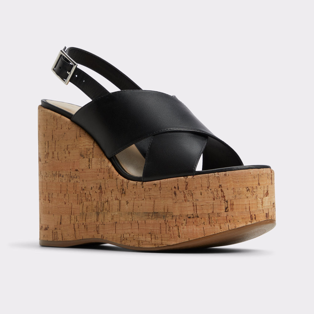Sandcastle Black Women's Platform sandals - Strappy wedge sandal