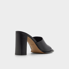 Re in Sophia Black - Heeled mule, Block heel