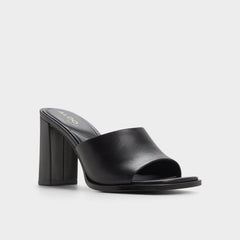 Re in Sophia Black - Heeled mule, Block heel