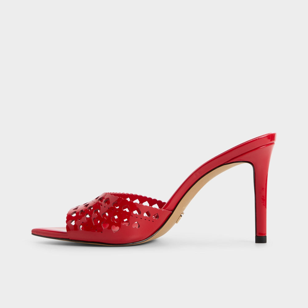 Lovemule in Medium Red - Heeled mule, Stiletto heel