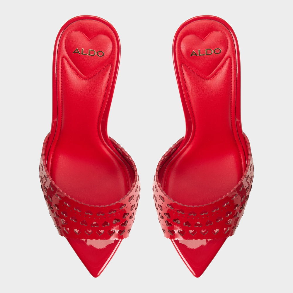 Lovemule in Medium Red - Heeled mule, Stiletto heel