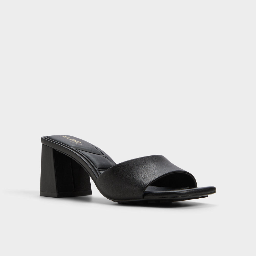 Tisha Black Women's Heeled mules - Heeled mule, Block heel