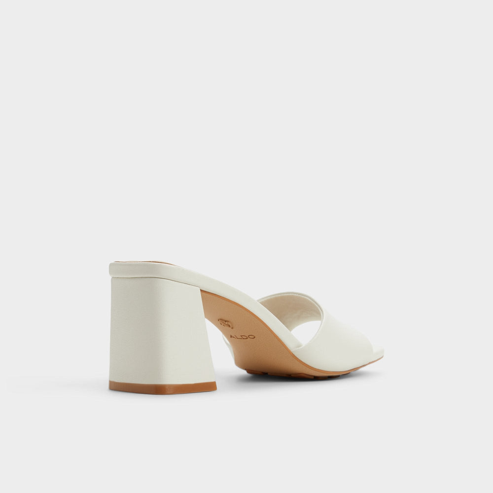 Tisha White Women's Heeled mules - Heeled mule, Block heel