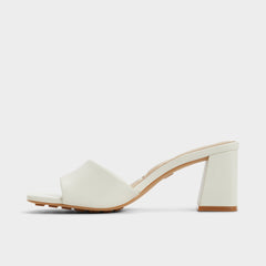Tisha White Women's Heeled mules - Heeled mule, Block heel