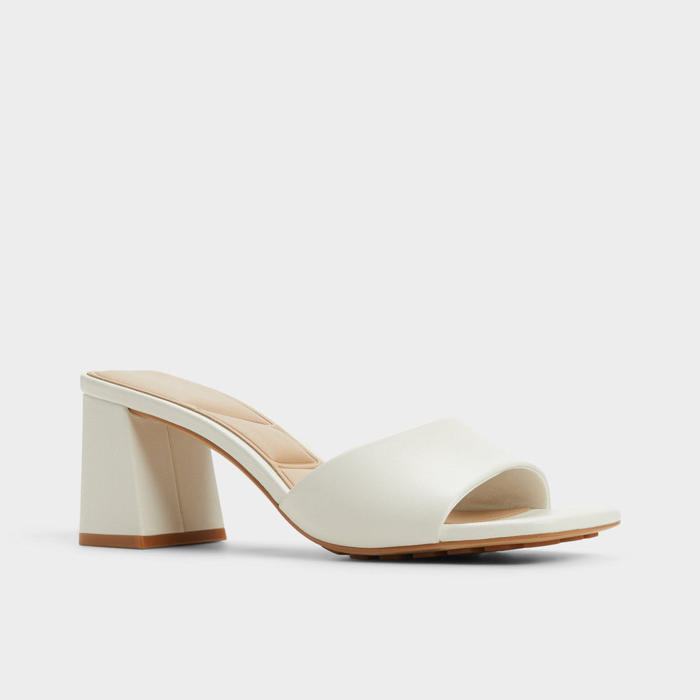 Tisha White Women's Heeled mules - Heeled mule, Block heel