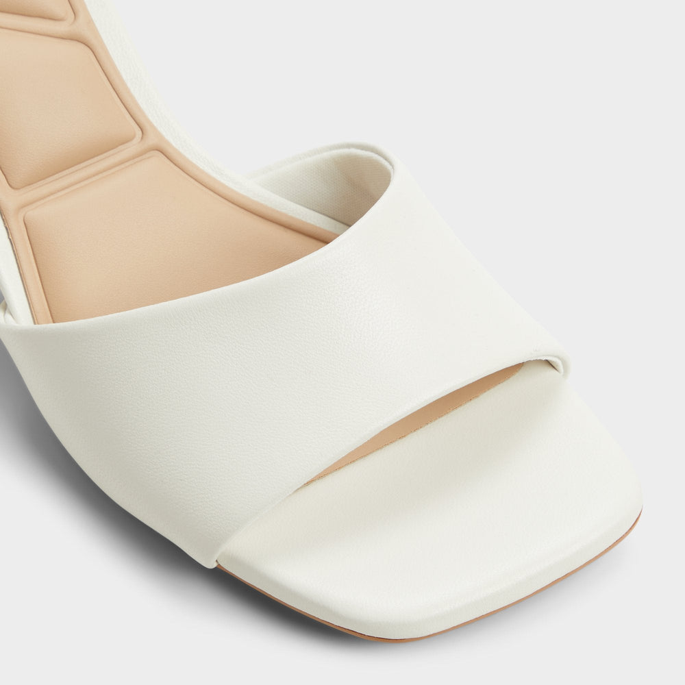 Tisha White Women's Heeled mules - Heeled mule, Block heel