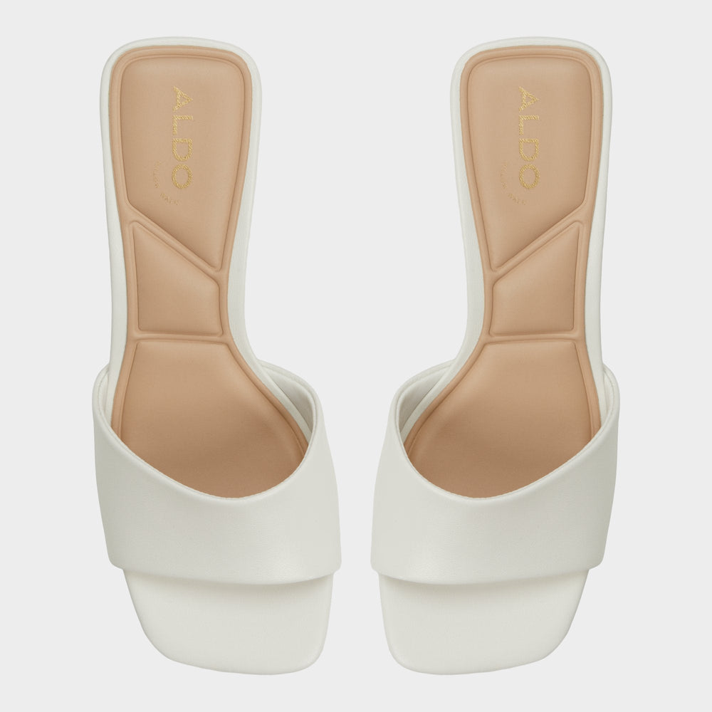 Tisha White Women's Heeled mules - Heeled mule, Block heel