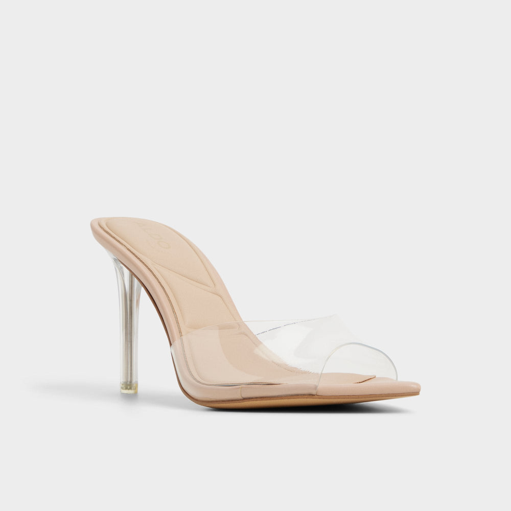 Anitabrilden Beige Women's Mule slides - Heeled mule, Stiletto heel