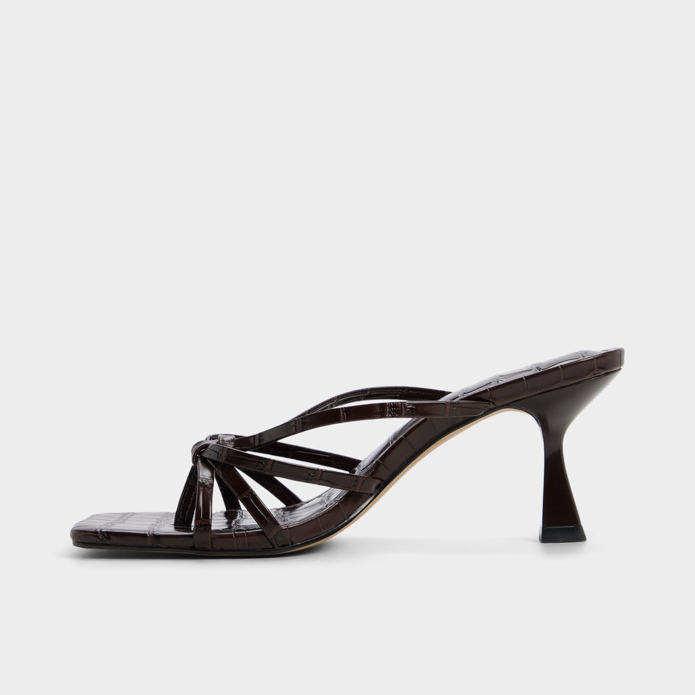 Lumera in Dark Brown - Heeled mule, Stiletto heel