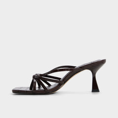 Lumera in Dark Brown - Heeled mule, Stiletto heel