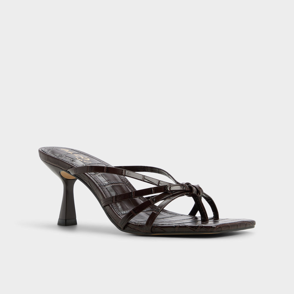 Lumera in Dark Brown - Heeled mule, Stiletto heel