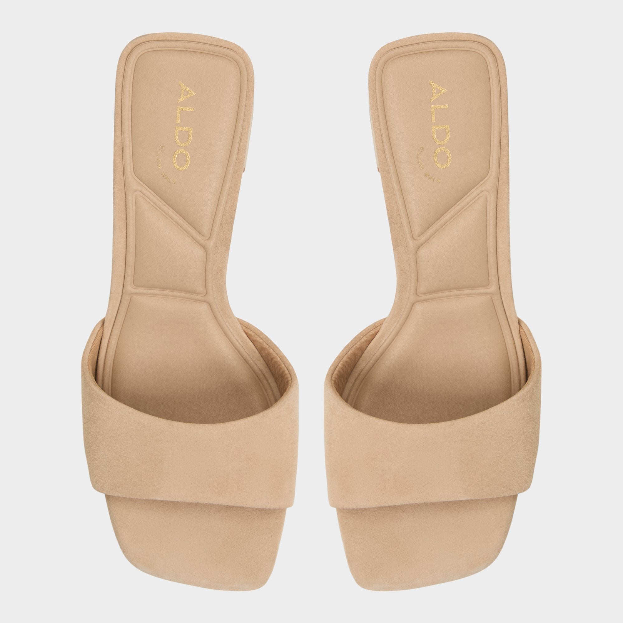 Tisha Beige Women's Heeled mules - Heeled mule, Block heel