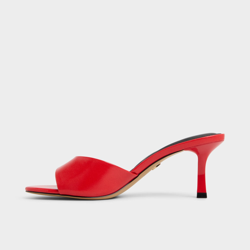 Annaberaen in Bright Red - Heeled mule, Stiletto heel