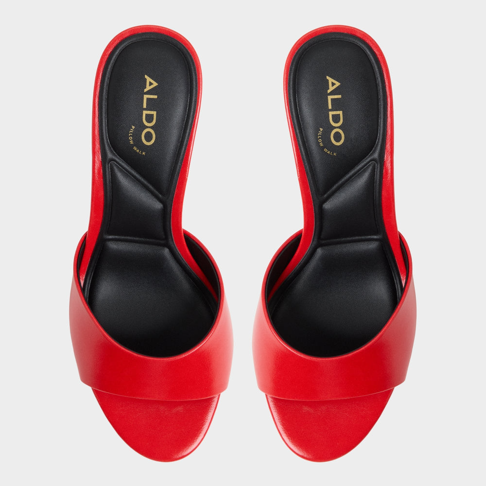 Annaberaen in Bright Red - Heeled mule, Stiletto heel
