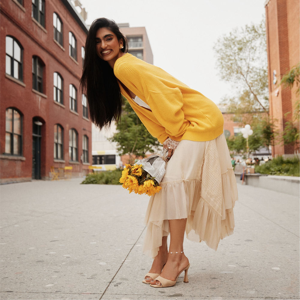 Jennifer in Medium Beige - Heeled mule, Stiletto heel