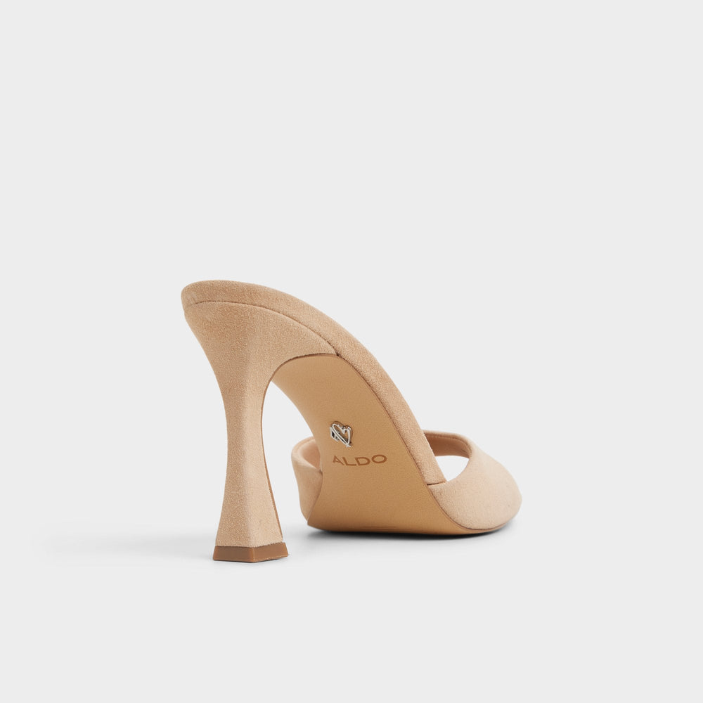 Jennifer in Medium Beige - Heeled mule, Stiletto heel