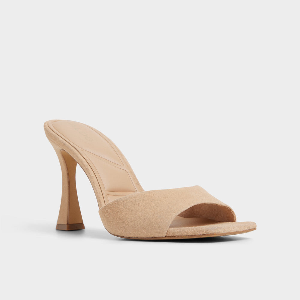 Jennifer in Medium Beige - Heeled mule, Stiletto heel