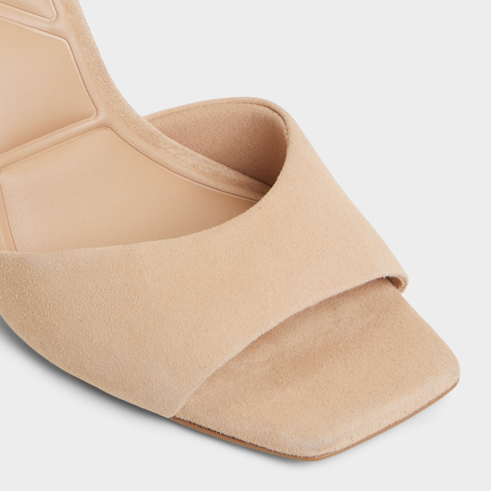 Jennifer in Medium Beige - Heeled mule, Stiletto heel