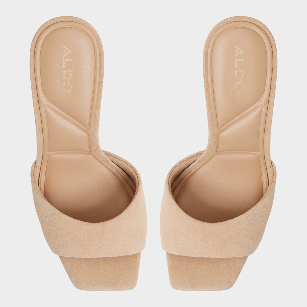 Jennifer in Medium Beige - Heeled mule, Stiletto heel