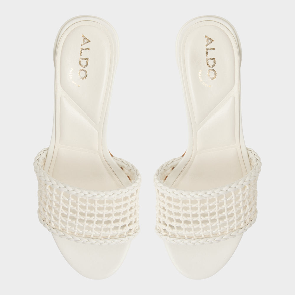 Beachdate White/Bone Women's Block heels - Heeled mule, Block heel