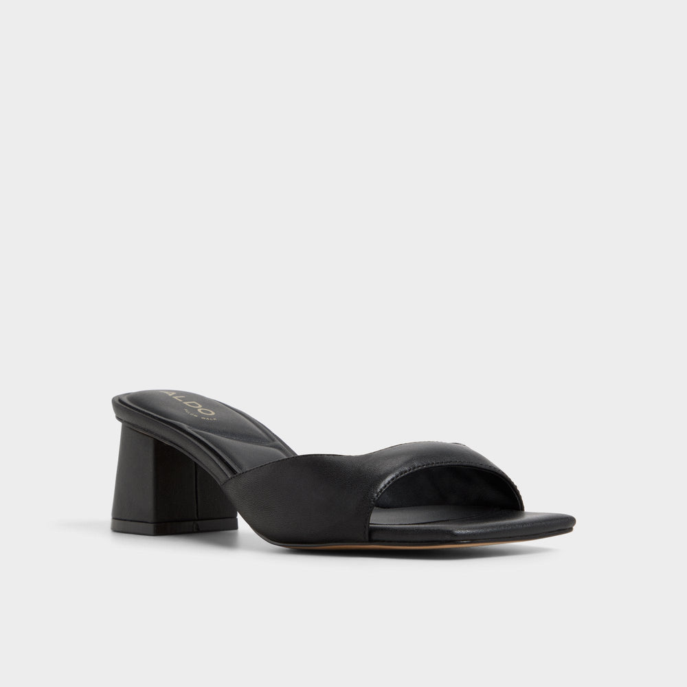 Aneky in Black - Heeled mule, Block heel