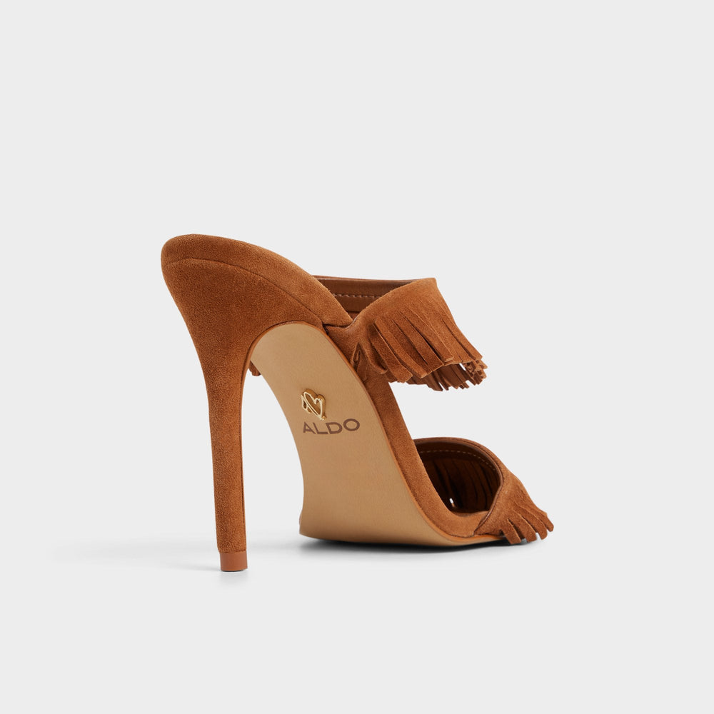 Nahanie in Medium Brown - Heeled mule, Stiletto heel