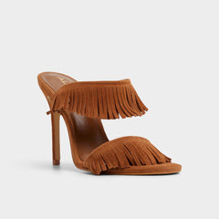 Nahanie in Medium Brown - Heeled mule, Stiletto heel