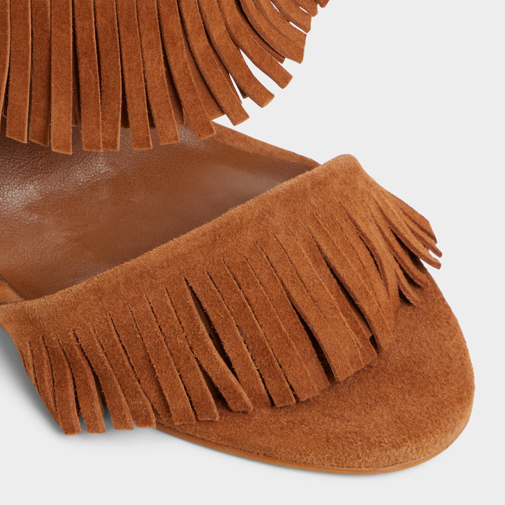 Nahanie in Medium Brown - Heeled mule, Stiletto heel
