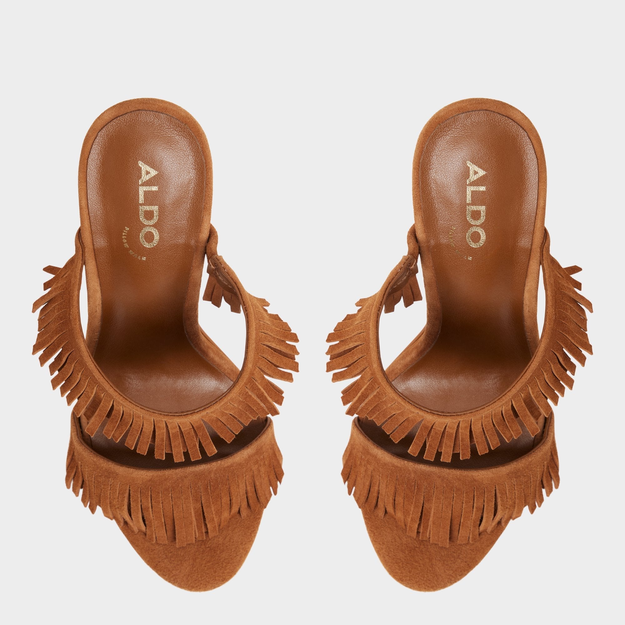Nahanie in Medium Brown - Heeled mule, Stiletto heel