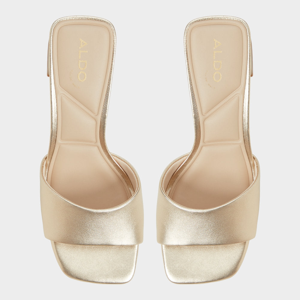 Tisha Gold Women's Heeled mules - Heeled mule, Block heel