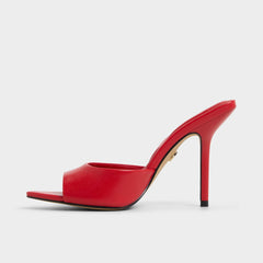 Madelan in Bright Red - Heeled mule, Stiletto heel