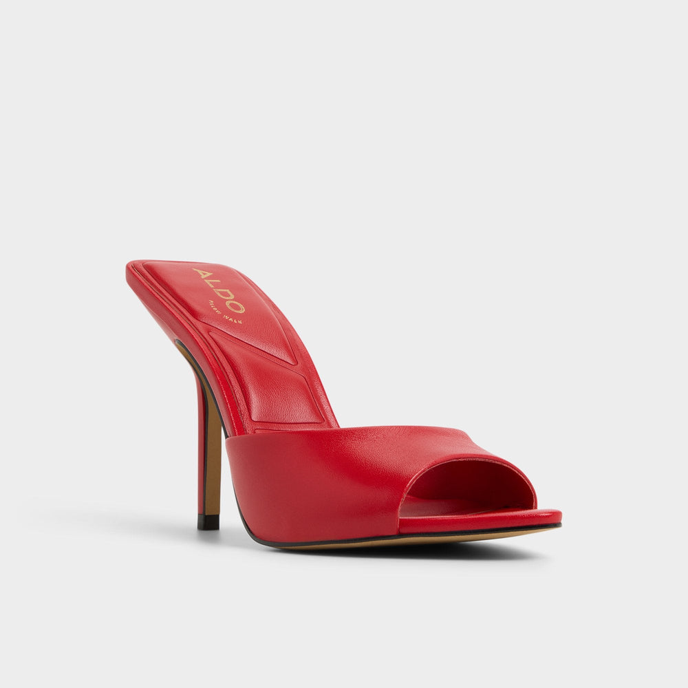 Madelan in Bright Red - Heeled mule, Stiletto heel