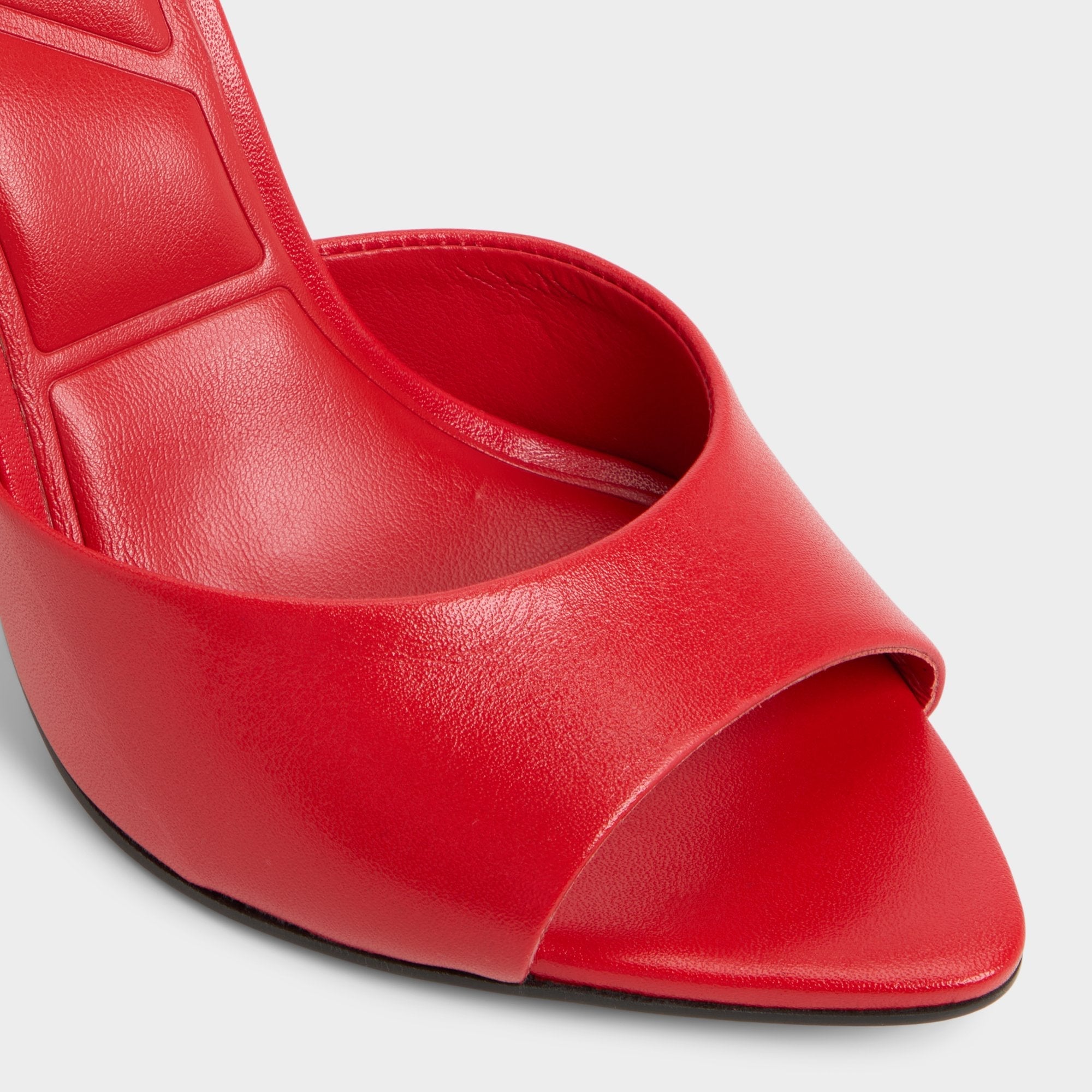 Madelan in Bright Red - Heeled mule, Stiletto heel