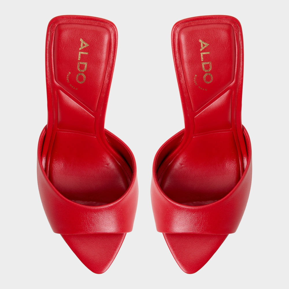 Madelan in Bright Red - Heeled mule, Stiletto heel