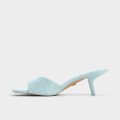 Enchanting Pastel Blue Women's Heeled mules - Heeled mule, Kitten heel