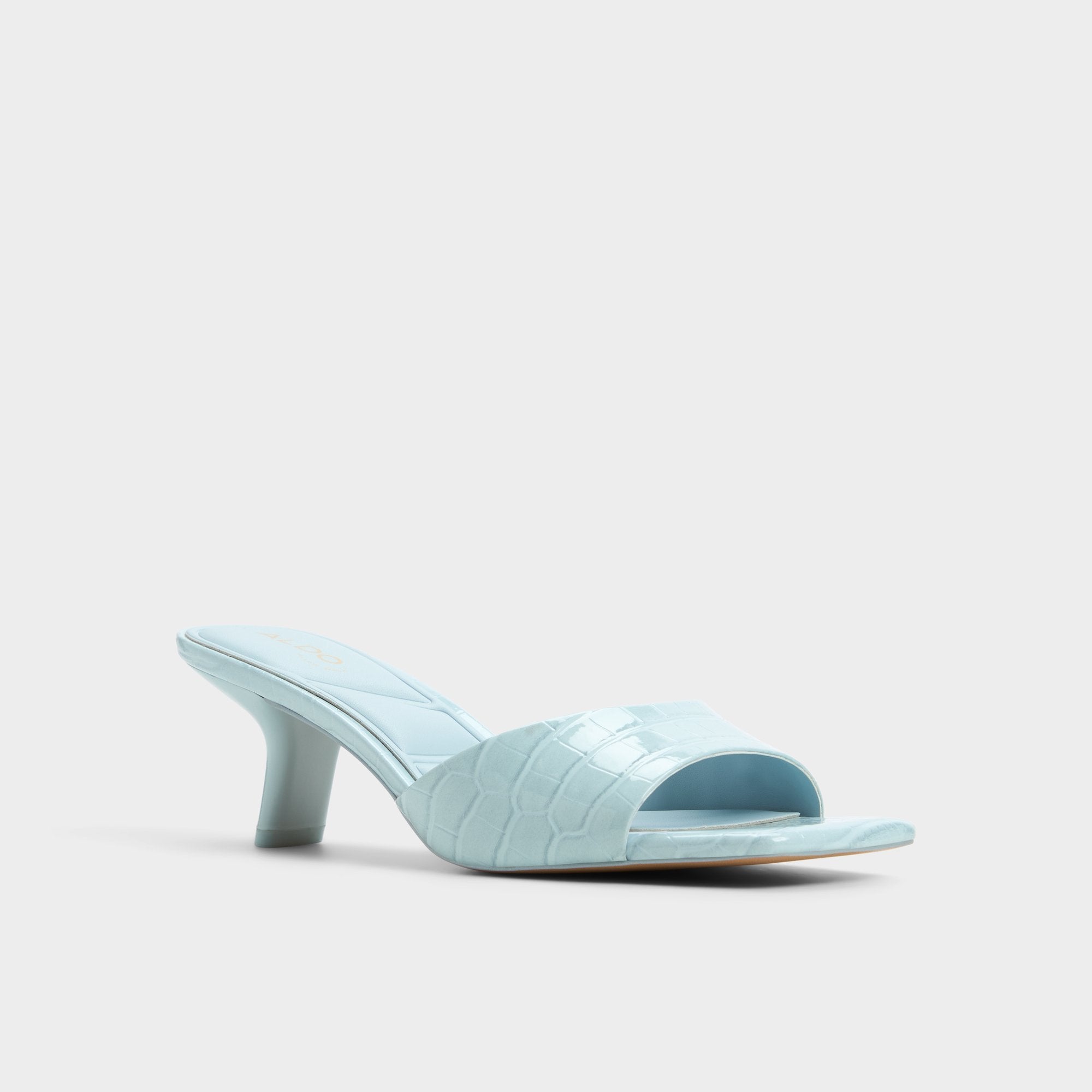 Enchanting Pastel Blue Women's Heeled mules - Heeled mule, Kitten heel