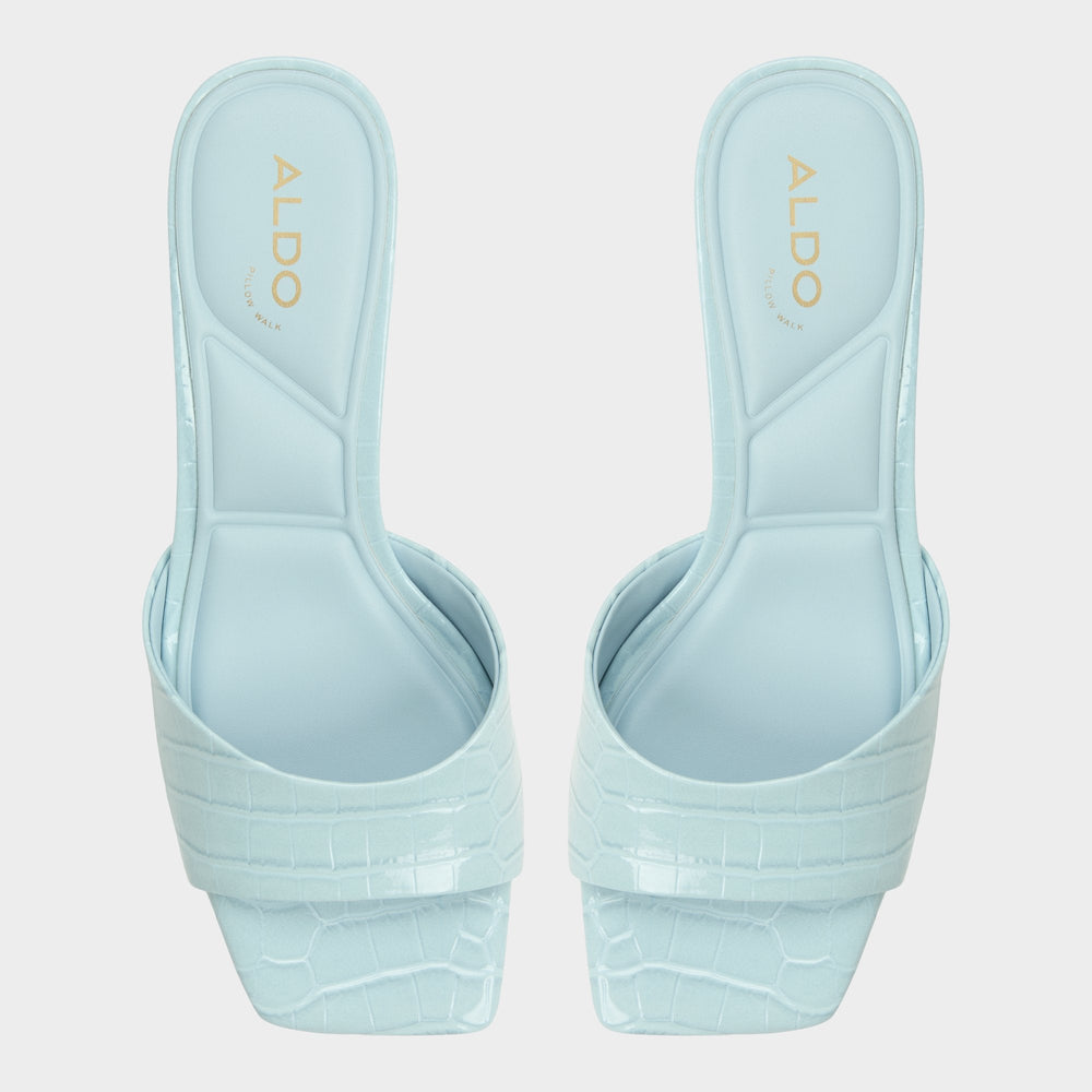 Enchanting Pastel Blue Women's Heeled mules - Heeled mule, Kitten heel