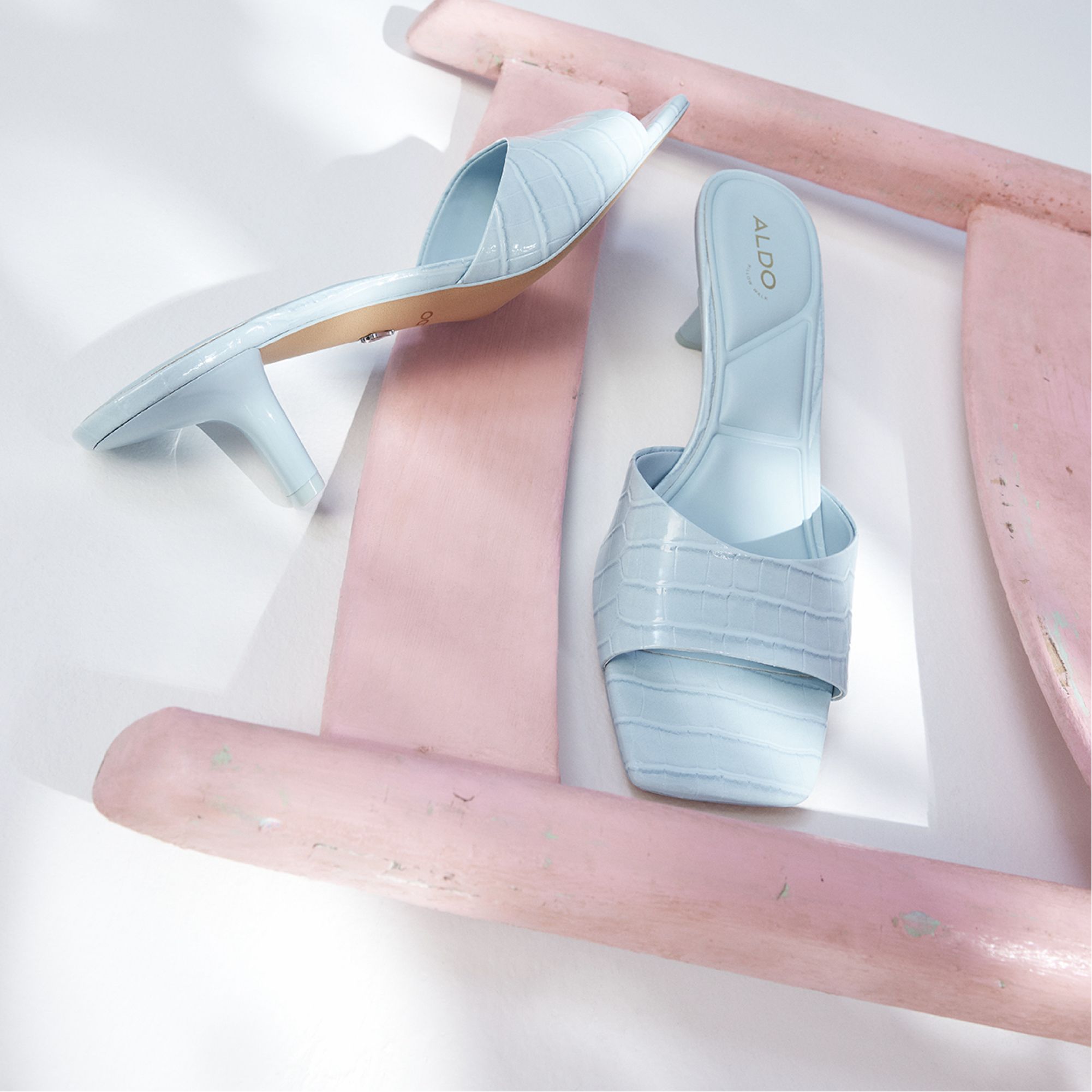 Enchanting Pastel Blue Women's Heeled mules - Heeled mule, Kitten heel